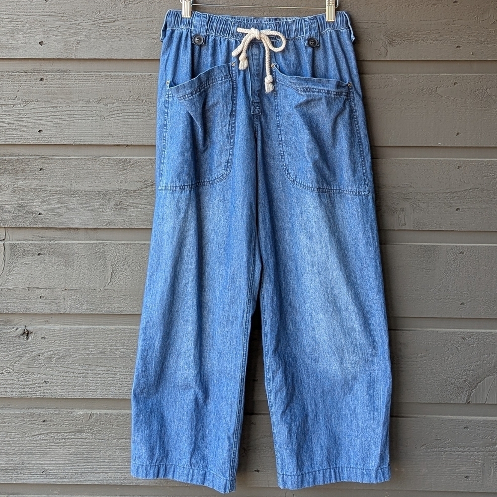 The Pyramid Collection 100% Cotton Baggy Fit Lightweight Crop Jeans Size Small
